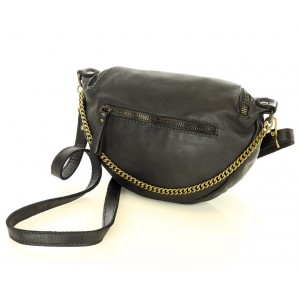 Leder Bauchtasche Gürteltasche Schwarz für Damen Klein Crossbody